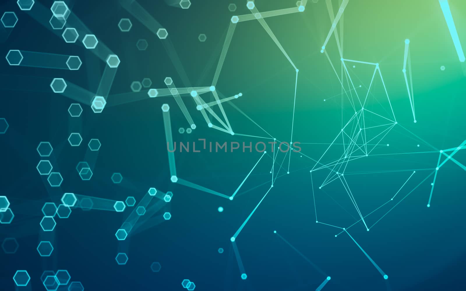 Abstract polygonal space low poly dark background with connecting dots and lines. Connection structure. 3d rendering