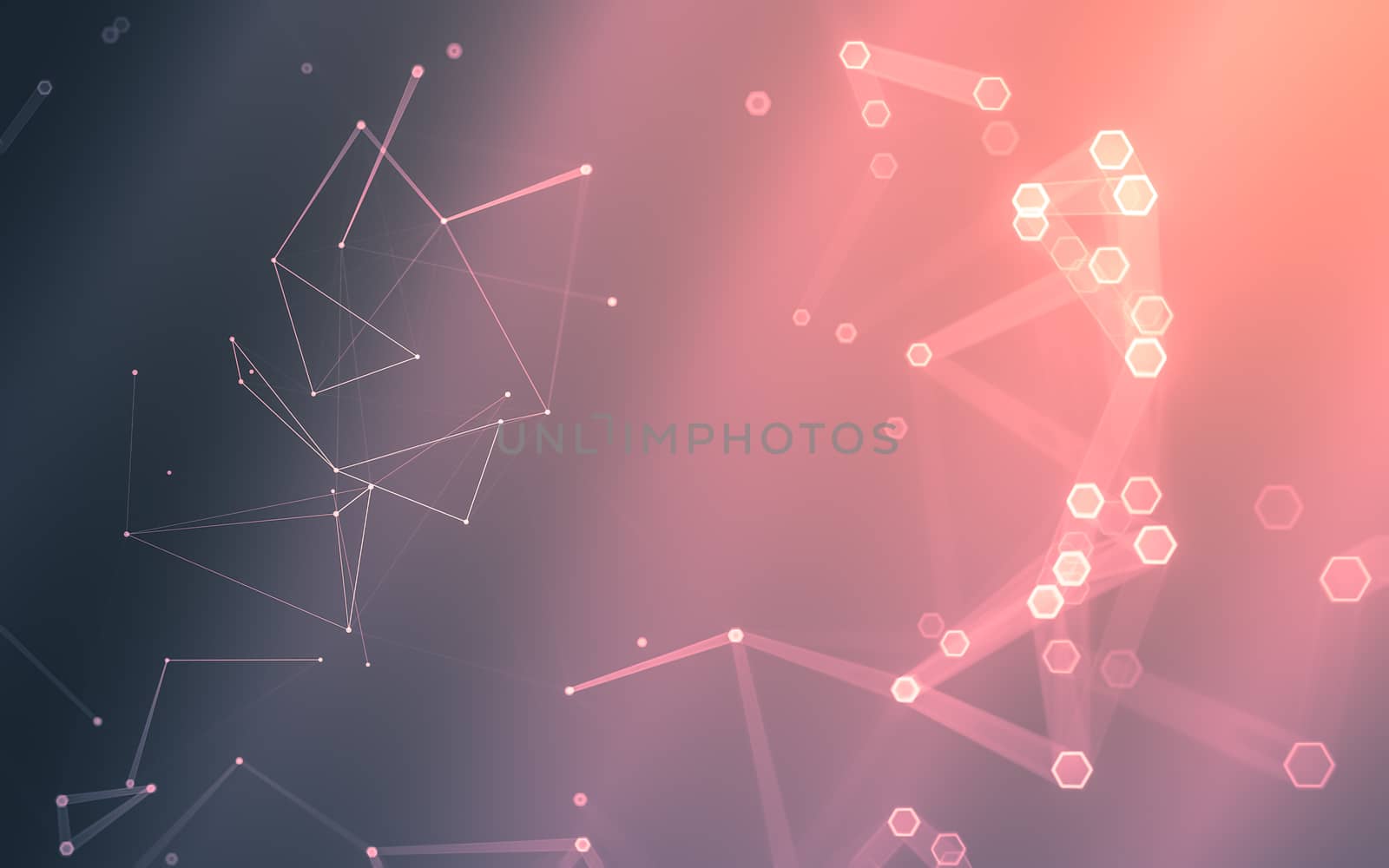 Abstract polygonal space low poly dark background with connecting dots and lines. Connection structure. 3d rendering