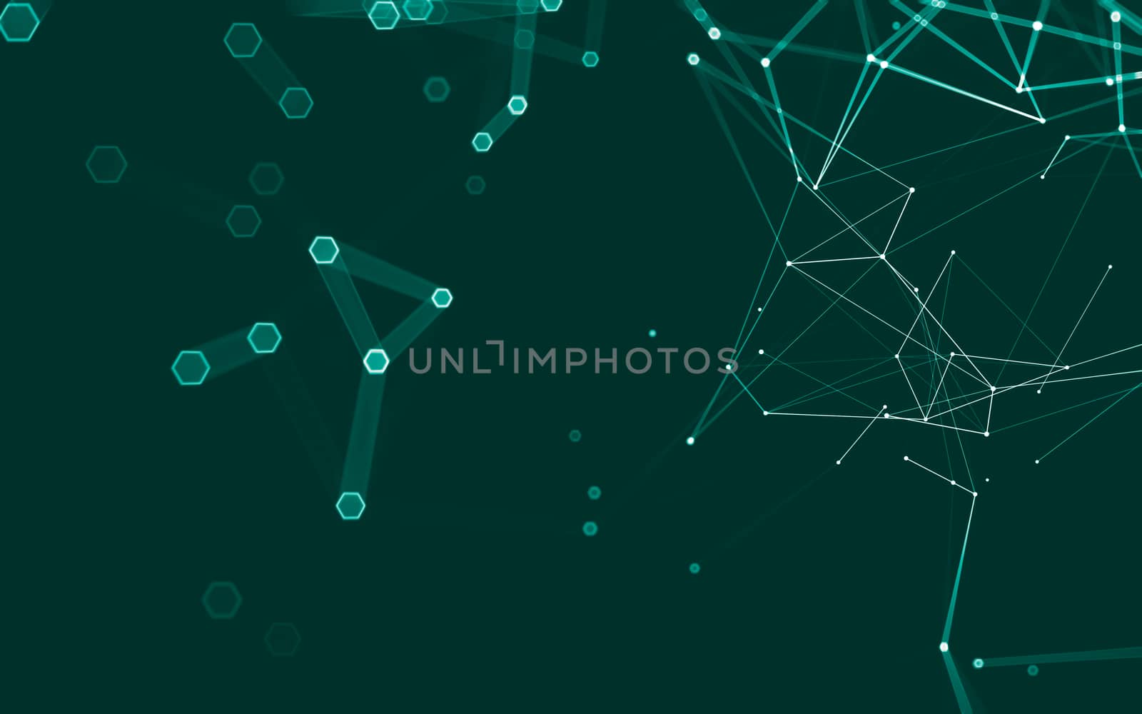 Abstract polygonal space low poly dark background with connecting dots and lines. Connection structure. 3d rendering