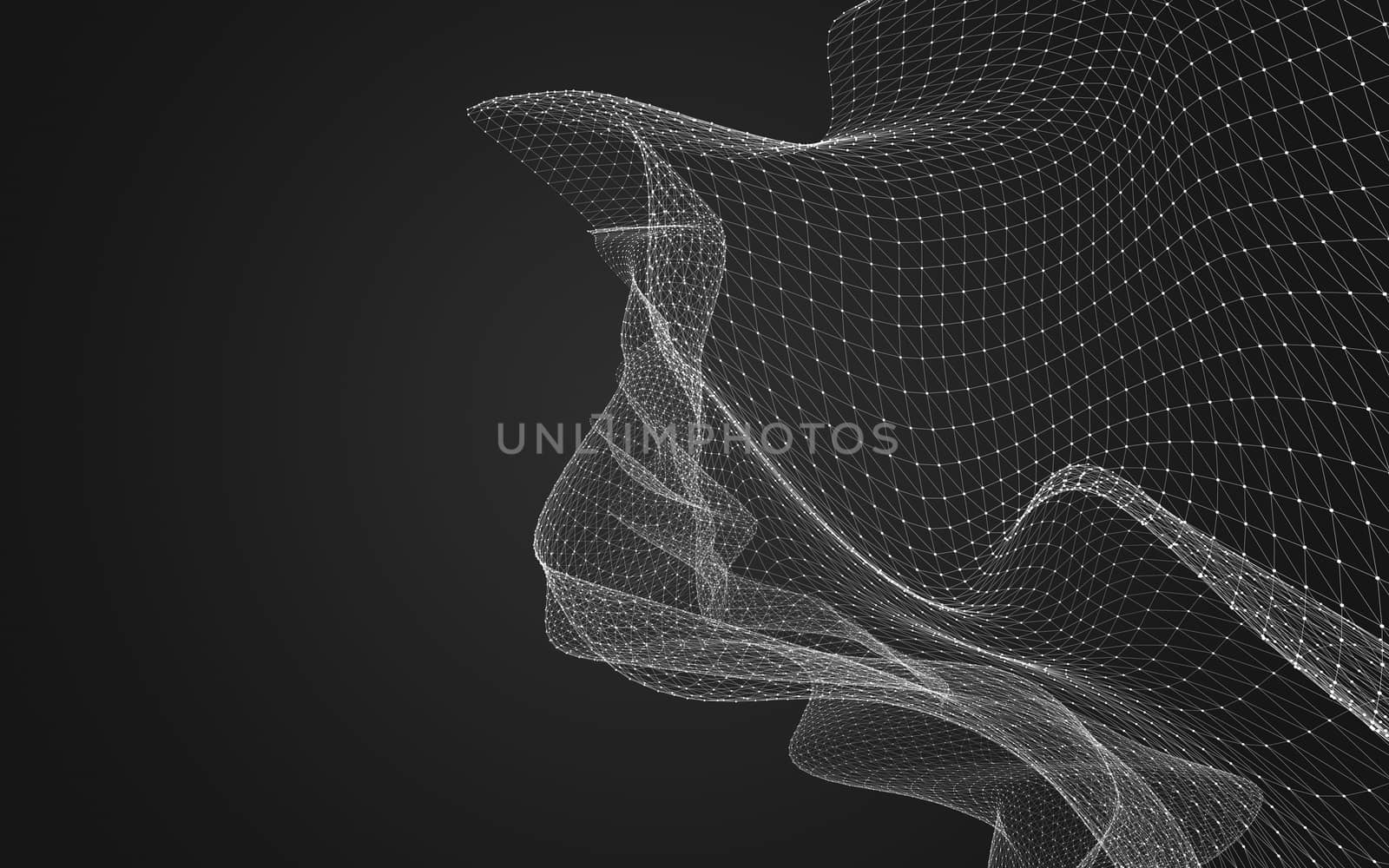 Abstract polygonal space low poly dark background, 3d rendering by teerawit