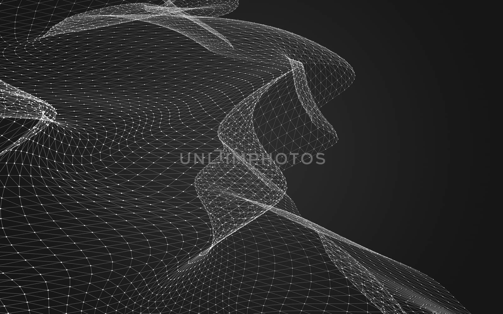 Abstract polygonal space low poly dark background, 3d rendering by teerawit