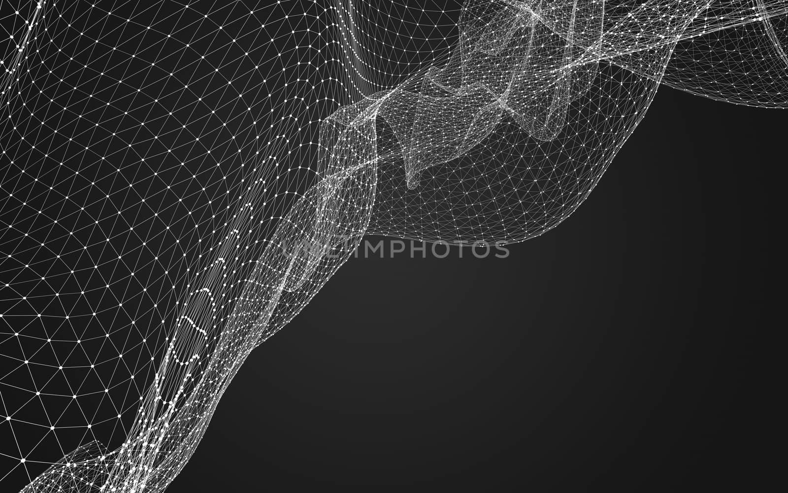 Abstract polygonal space low poly dark background, 3d rendering by teerawit