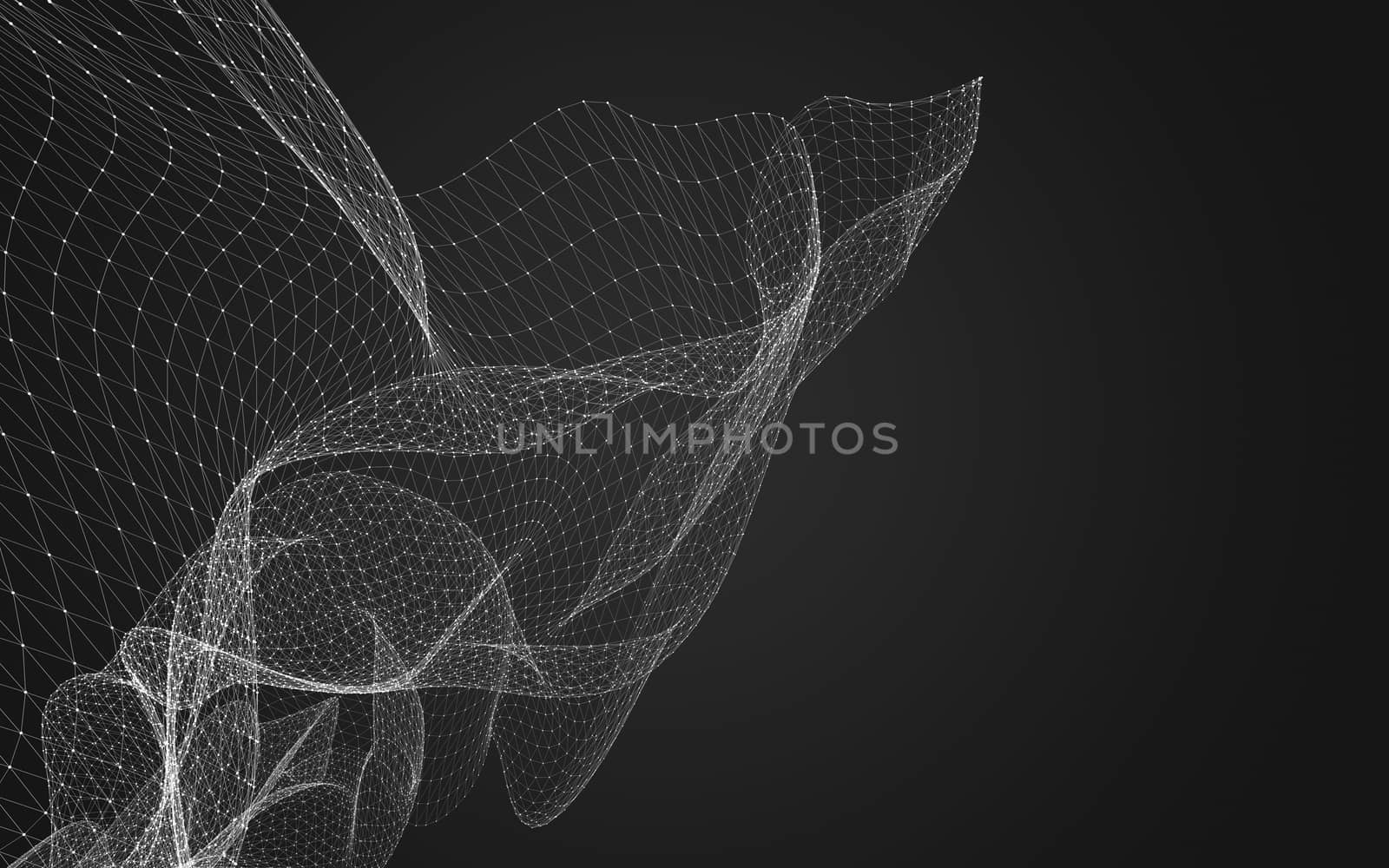 Abstract polygonal space low poly dark background with connecting dots and lines. Connection structure. 3d rendering