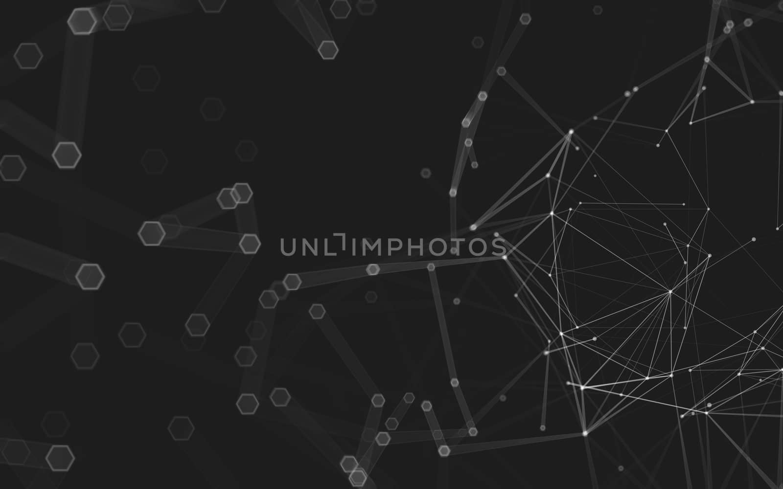 Abstract polygonal space low poly dark background with connecting dots and lines. Connection structure. 3d rendering