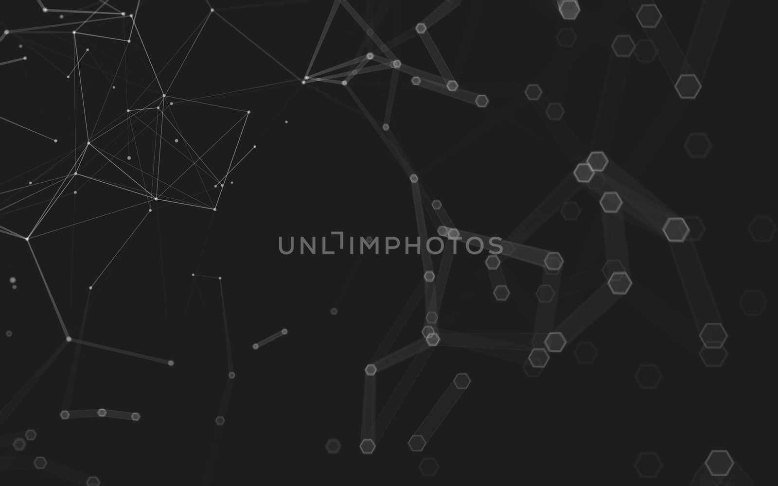 Abstract polygonal space low poly dark background, 3d rendering by teerawit