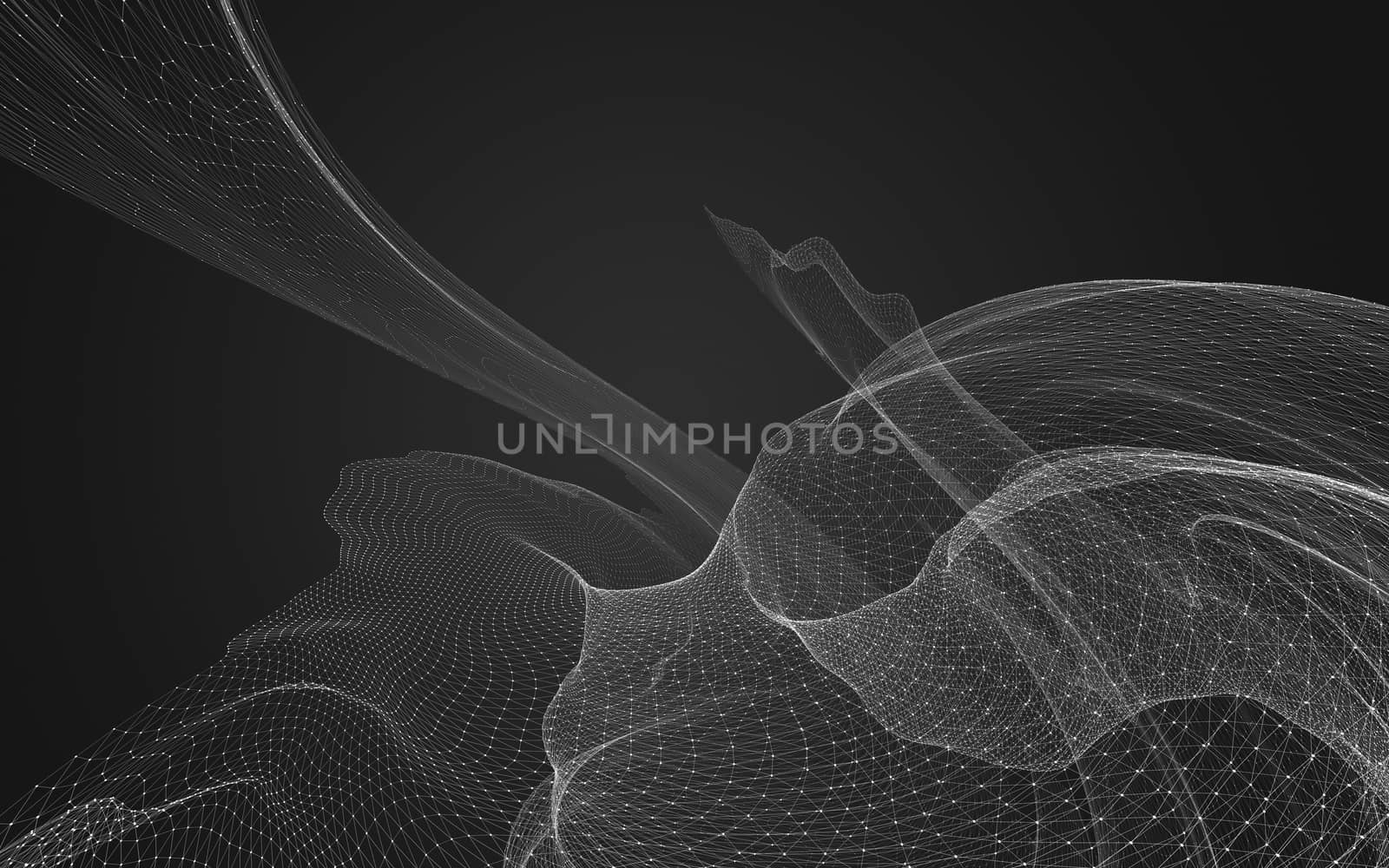 Abstract polygonal space low poly dark background with connecting dots and lines. Connection structure. 3d rendering