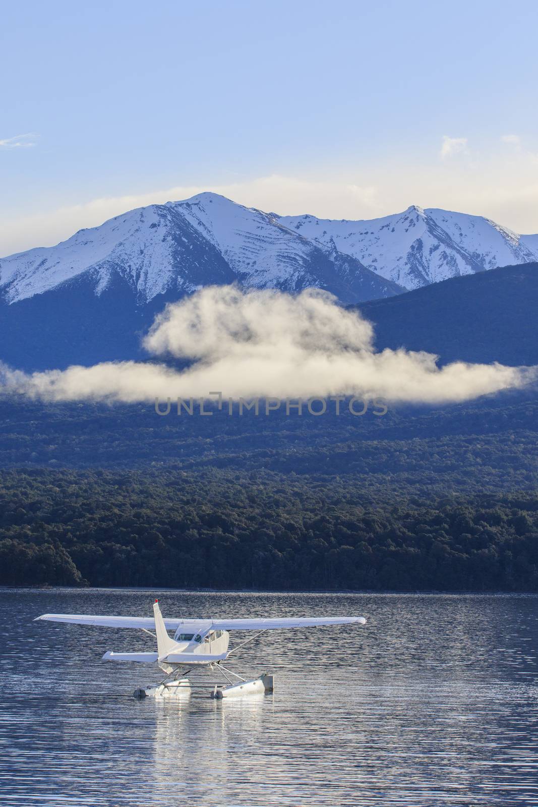 water plane floating in lake te anau fiordland national park new zealand important natural traveling destination