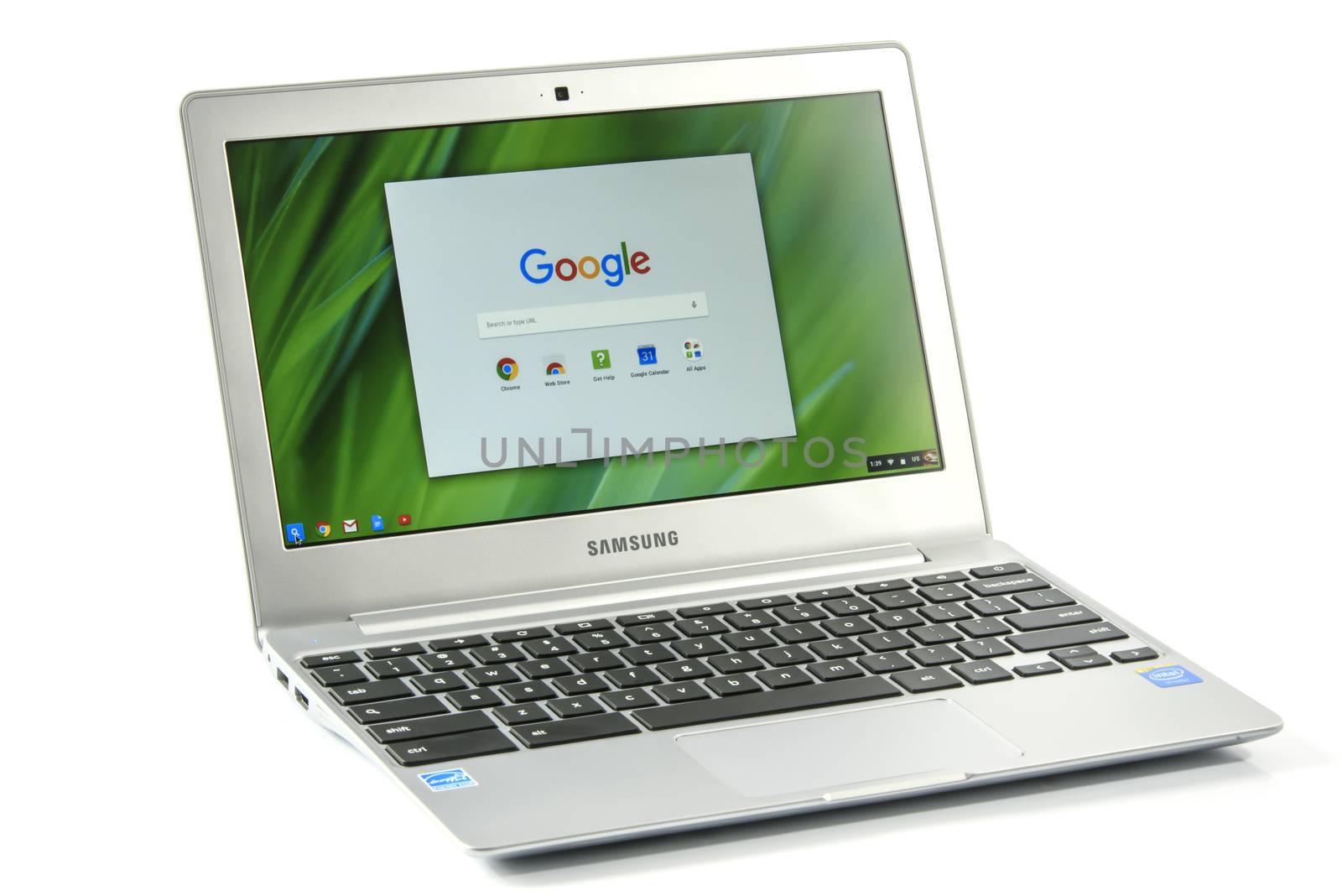 Krynica Poland - June 17. 2016: Notebook Samsung Chromebook 2 11.6" model XE500C12-K01US isolated on white background in studio