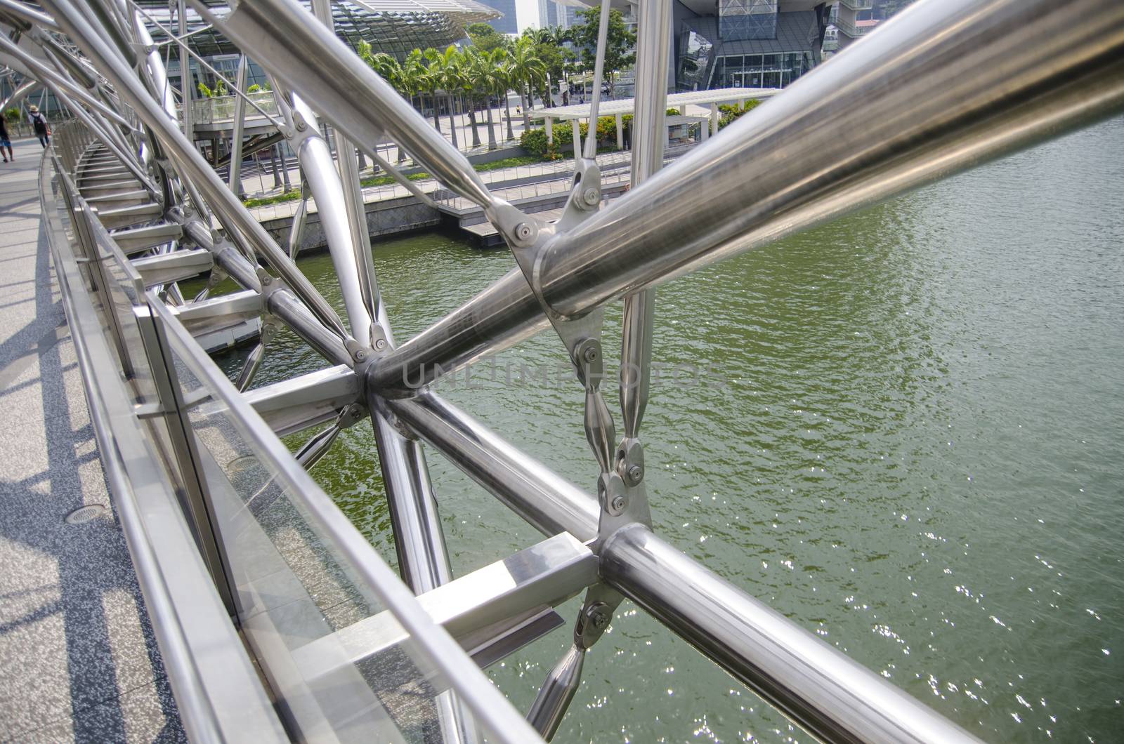 Glass ceiling footbridge with metal structures by Vanzyst