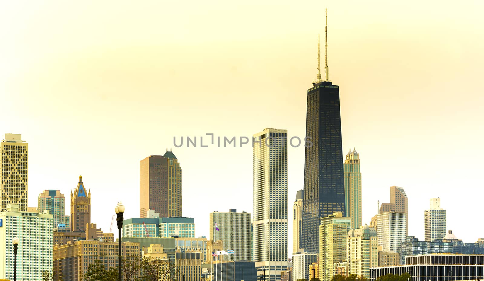 Chicago downtown skyline. Navy Pier view point