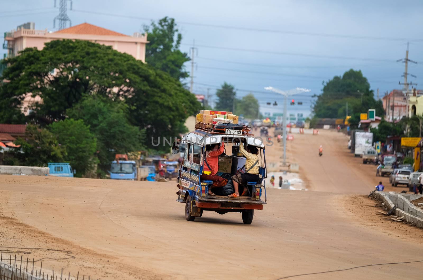 Taxi cab tuk-tuk in Pakse, local way of transportation