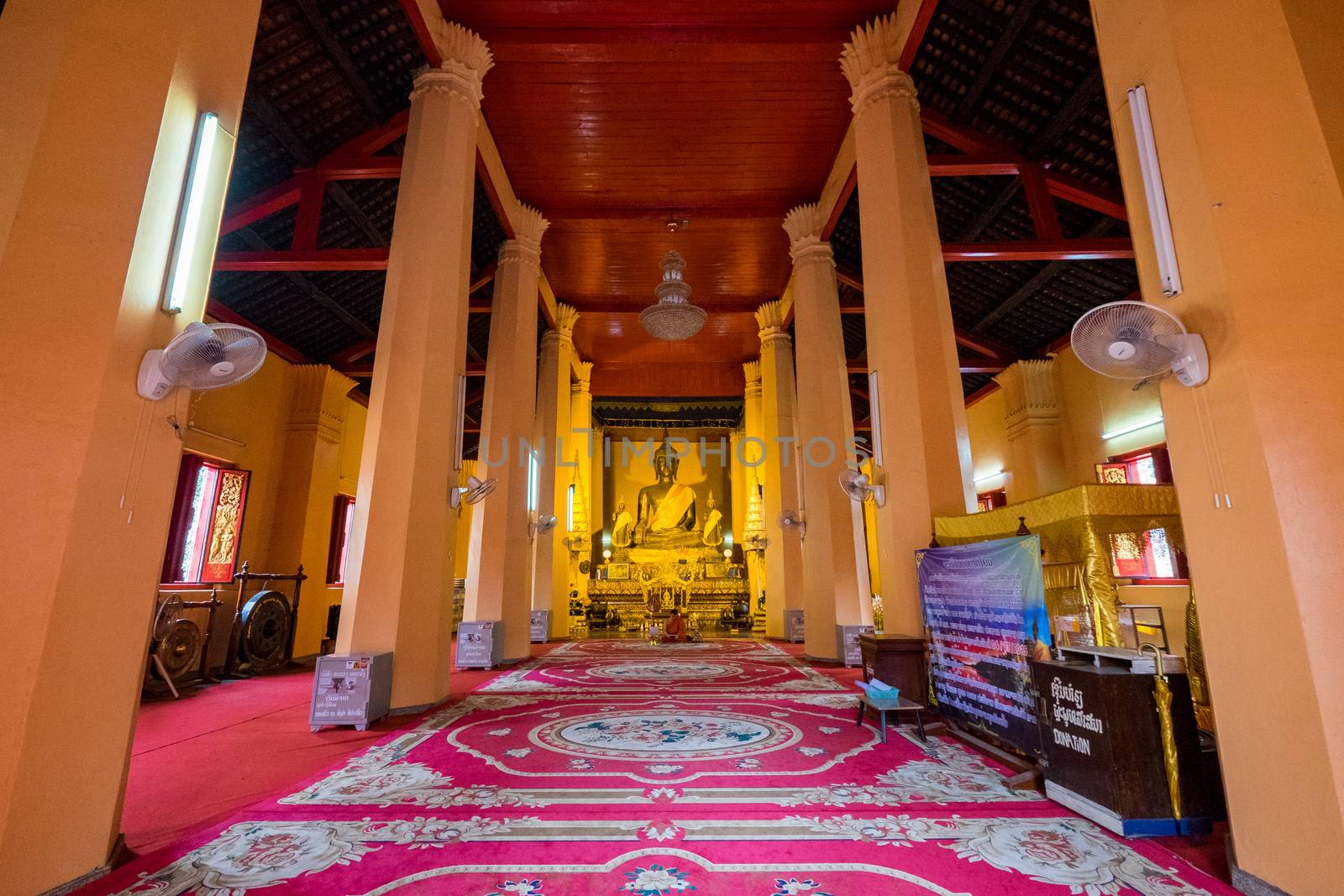 Painting on the wall in a temple, Vientiane, Lao