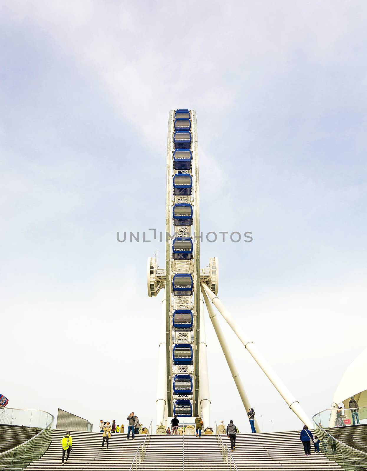 Chicago, IL, USA, october 28, 2016: Chicago Ferris Wheel Ride at Navy Pier Chicago IL USA