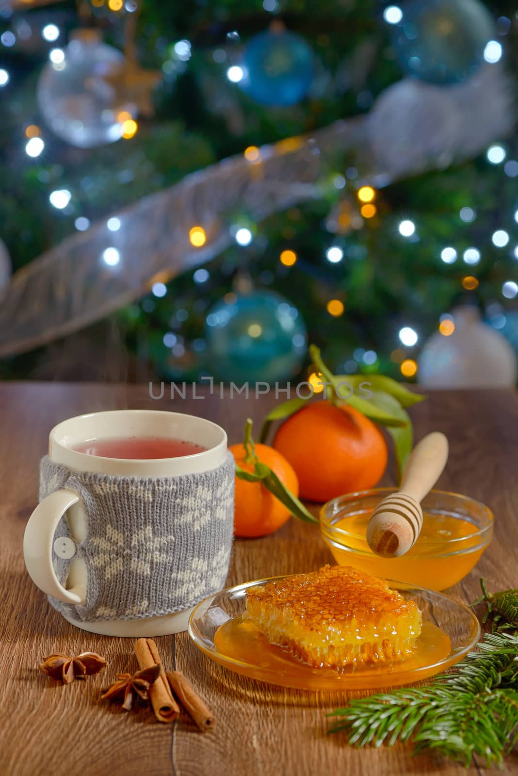 festive winter tea with cinnamon and honey