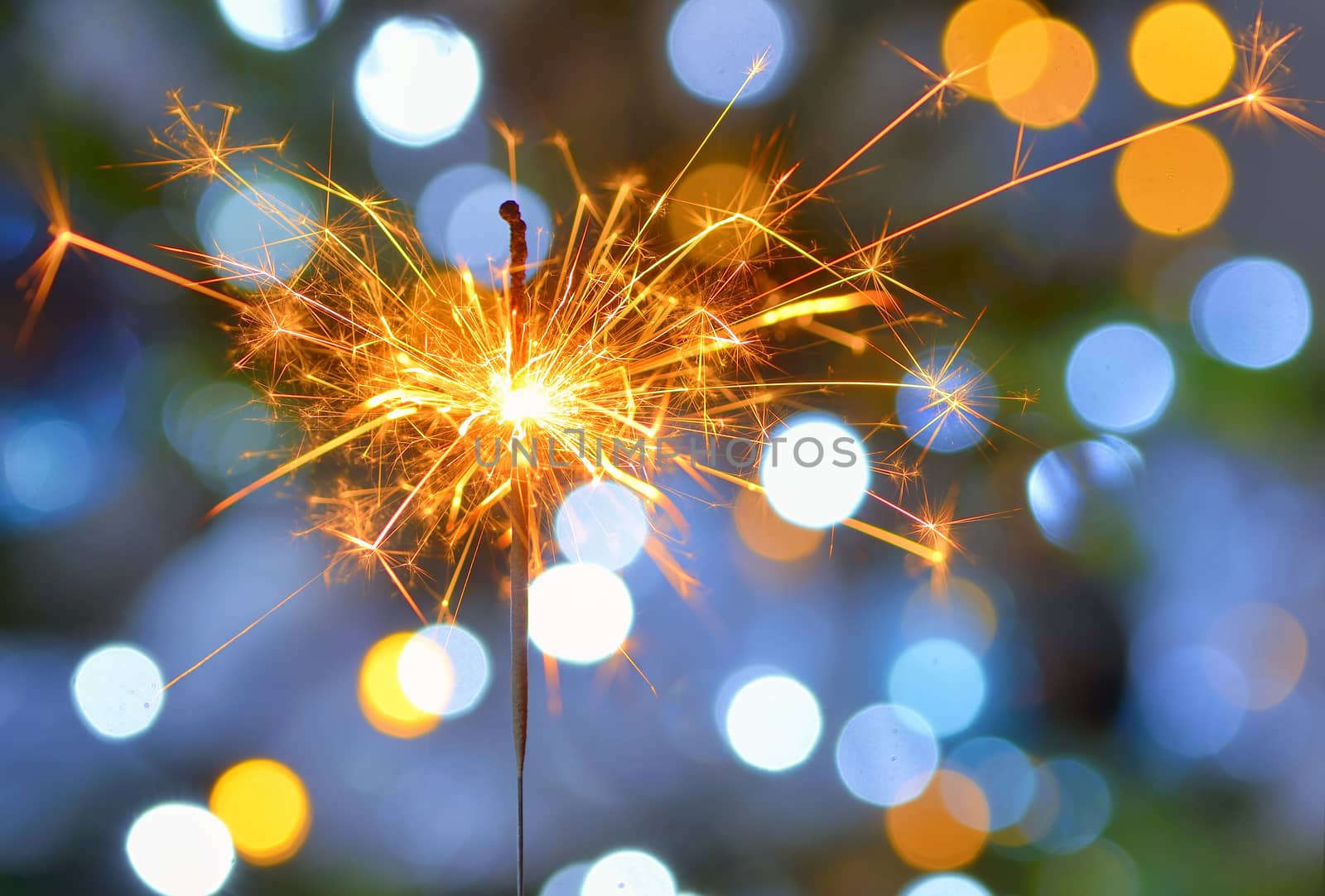 Bright festive Christmas sparkler and lights