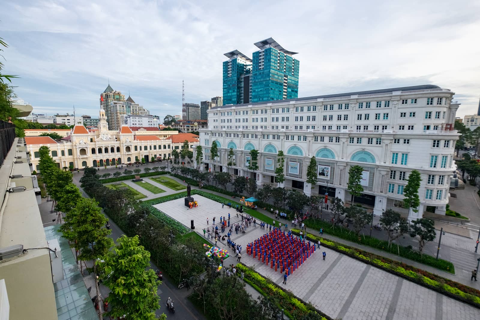 Mass wedding in front People's Committee building on Nguyen Hue Pedestrian Street. HO CHI MINH, VIETNAM 1/9/2015