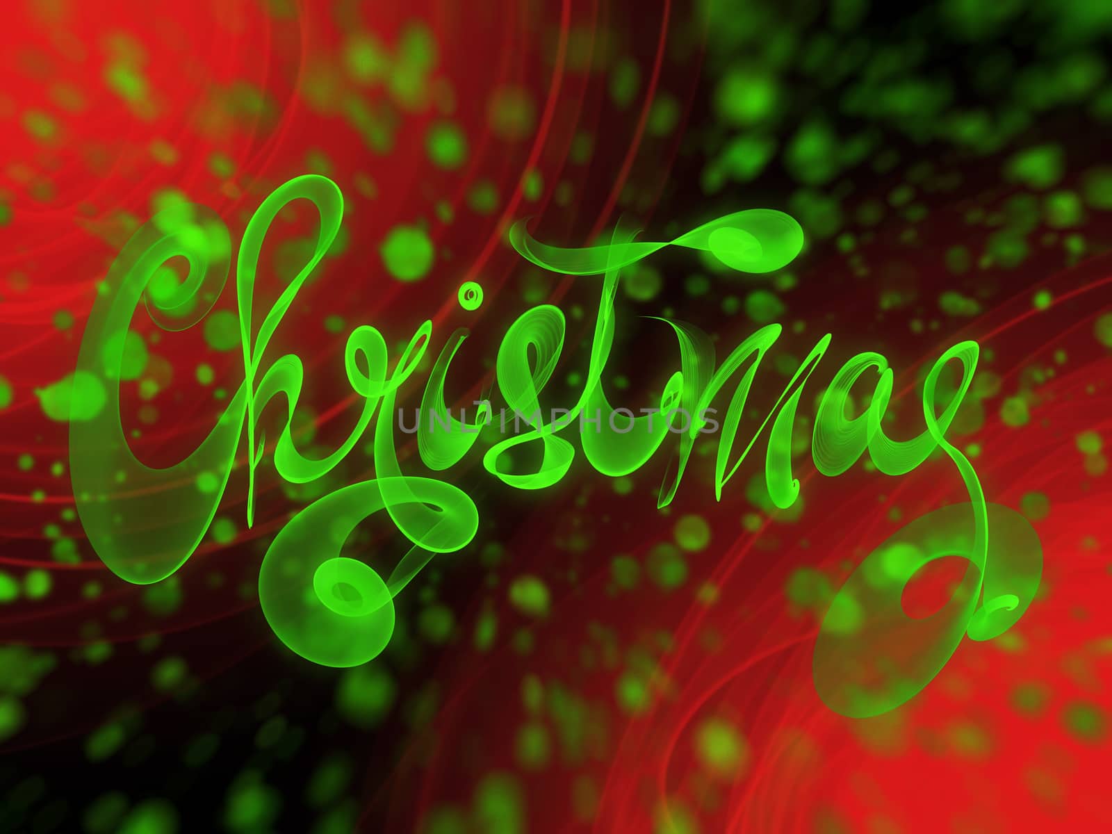 Christmas word lettering written with green fire flame or smoke on blurred bokeh background by skrotov