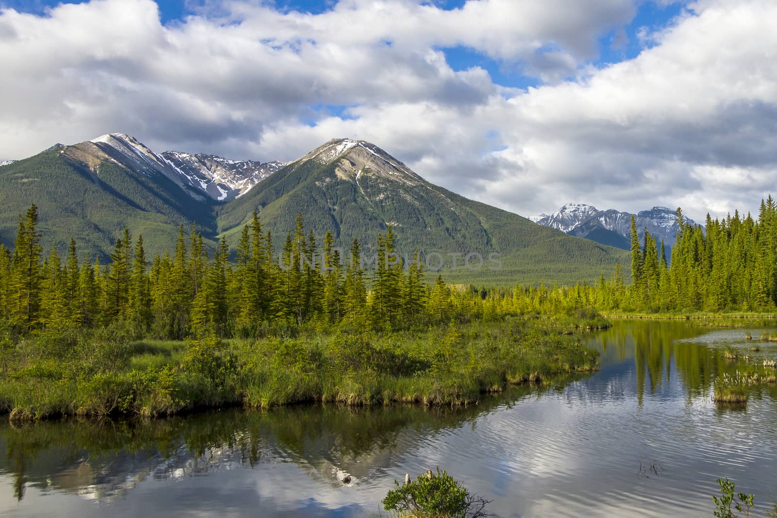 Mountains Reflecting in Lake - Banff National Park, Canada by gonepaddling