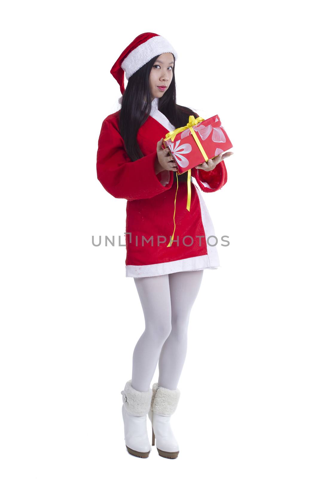 Santa girl with Christmas gifts. by VIPDesignUSA