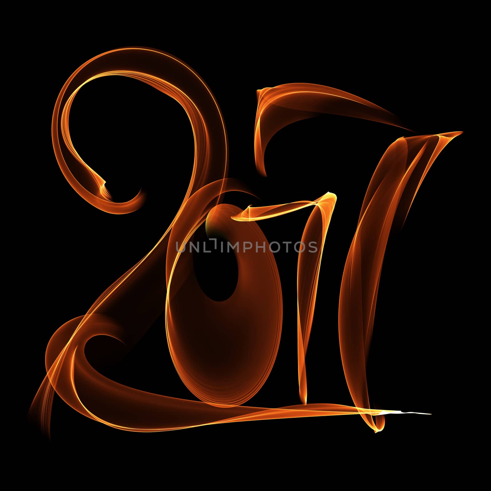 Happy new year 2017 flying digits numbers written with fire flame light on black background by skrotov