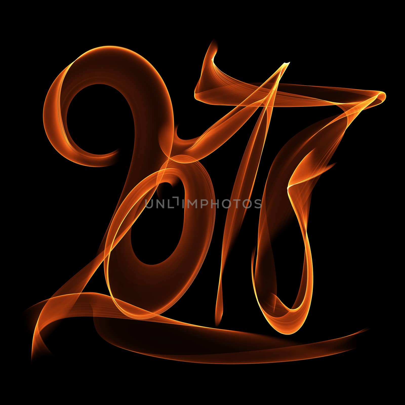 Happy new year 2017 flying digits numbers written with fire flame light on black background by skrotov