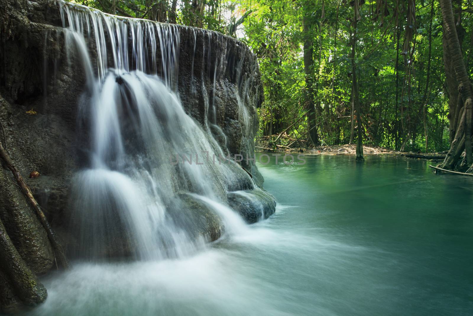 lime stone water fall in arawan water fall national park kanchan by khunaspix