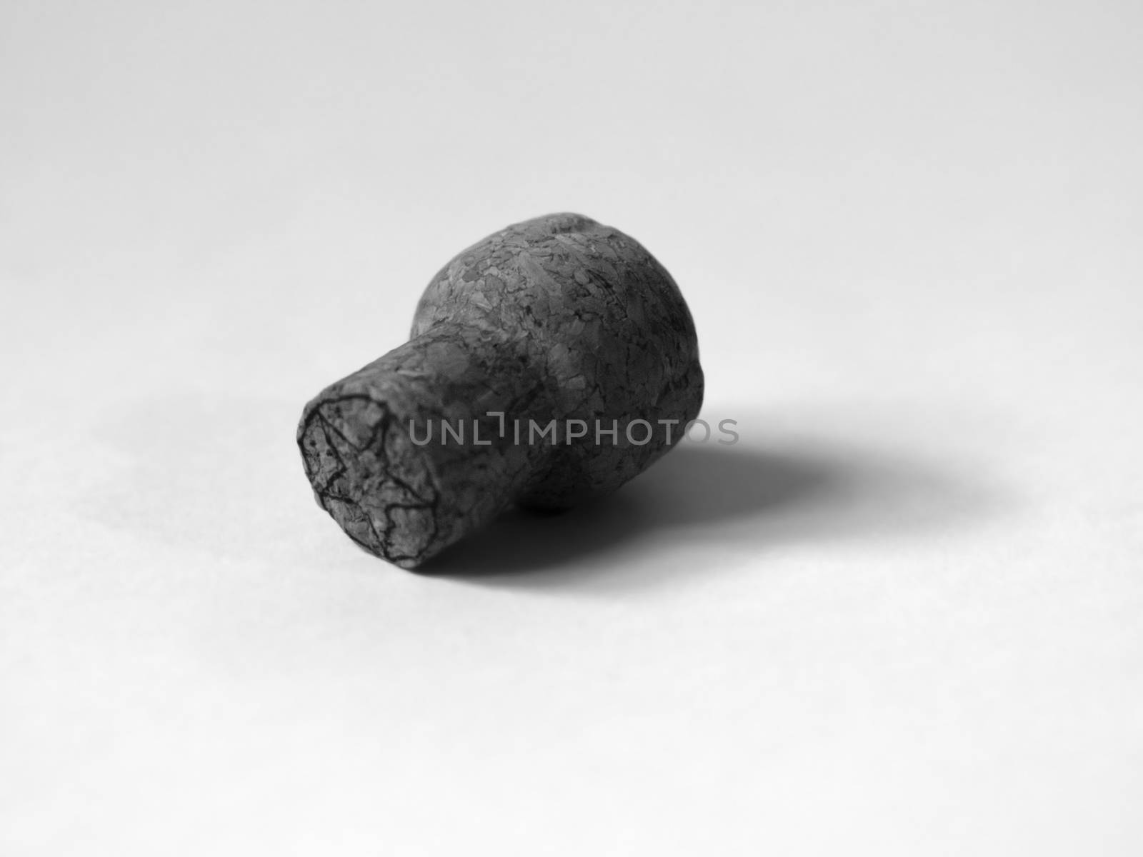 BLACK AND WHITE PHOTO OF WINE CORK