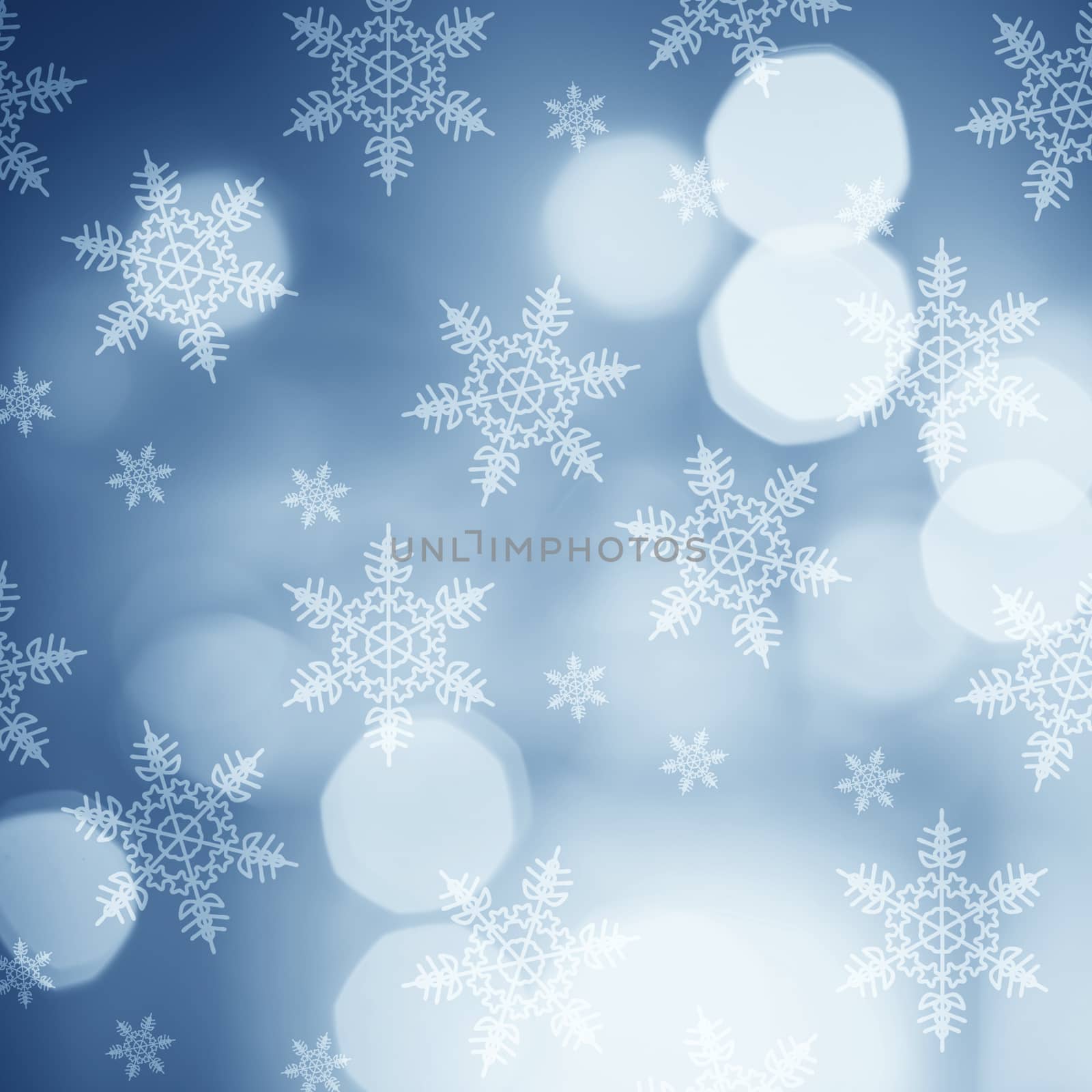Bokeh lights. Christmas background with beautiful snowflakes.