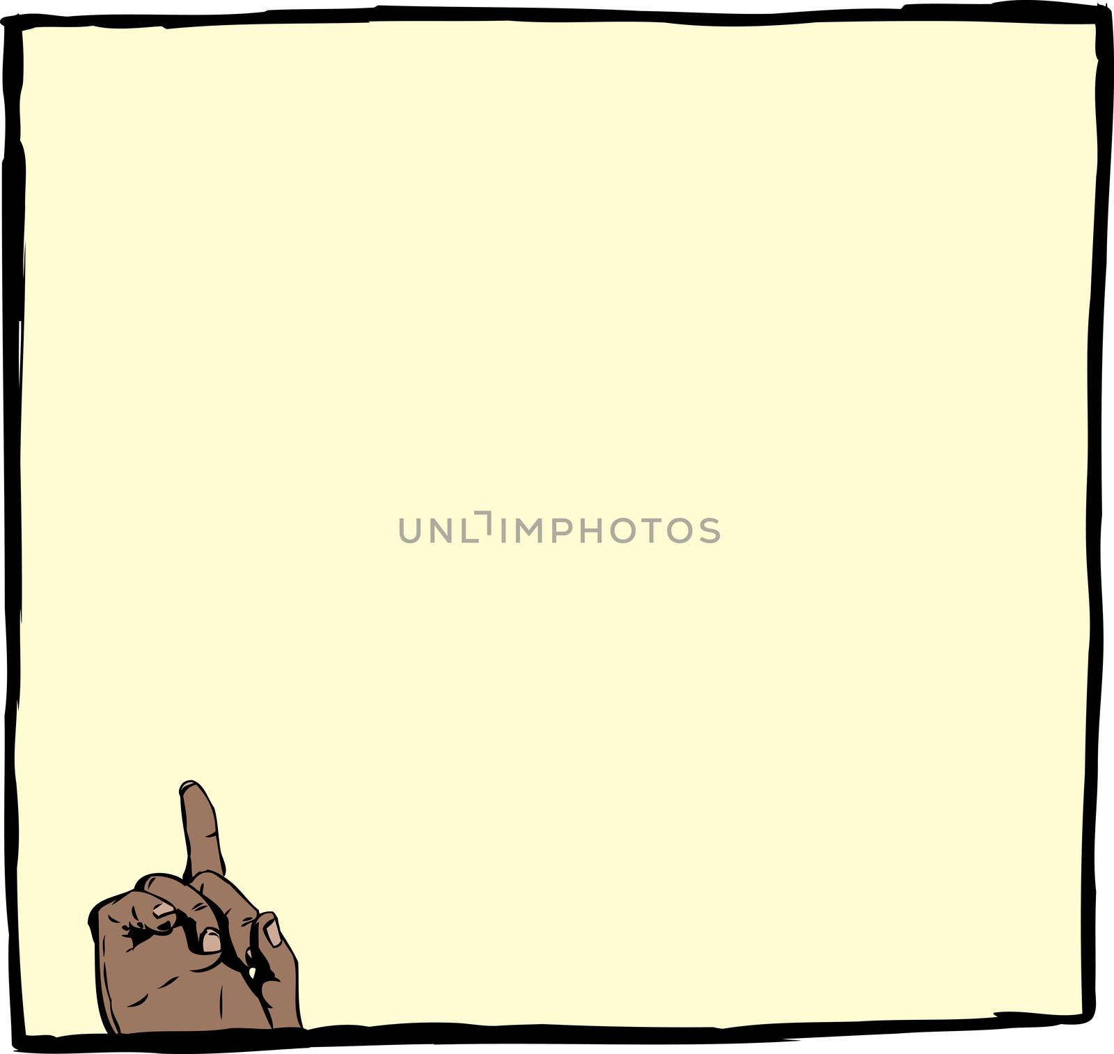 Single finger pointing up in square yellow frame by TheBlackRhino