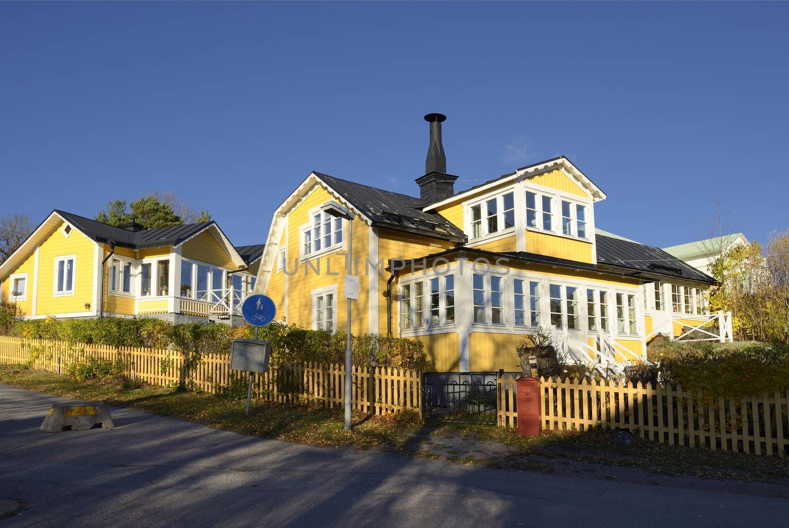 House in Vaxholm. Vaxholm a Swedish city in Stockholm archipelago.