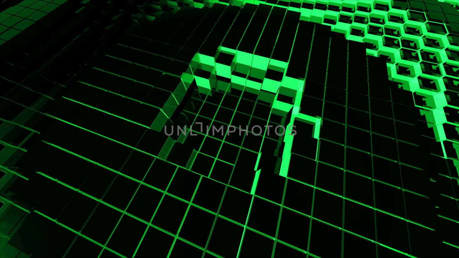 Abstract background with surface cubes. Technology backdrop. 3D rendered