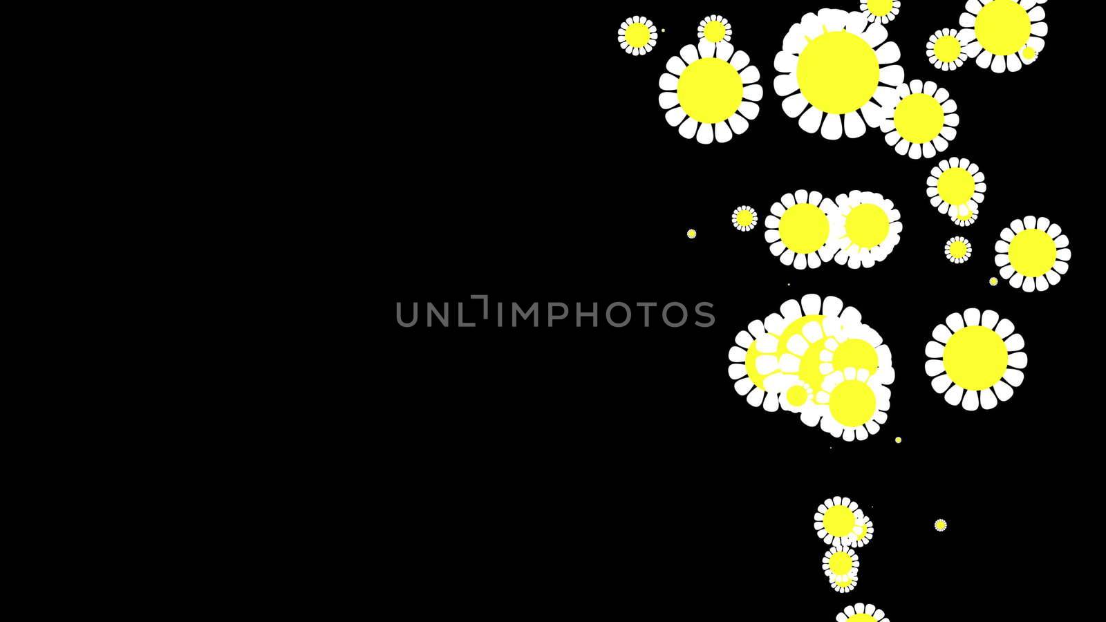 Computer Graphic flower background. White and yellow color.