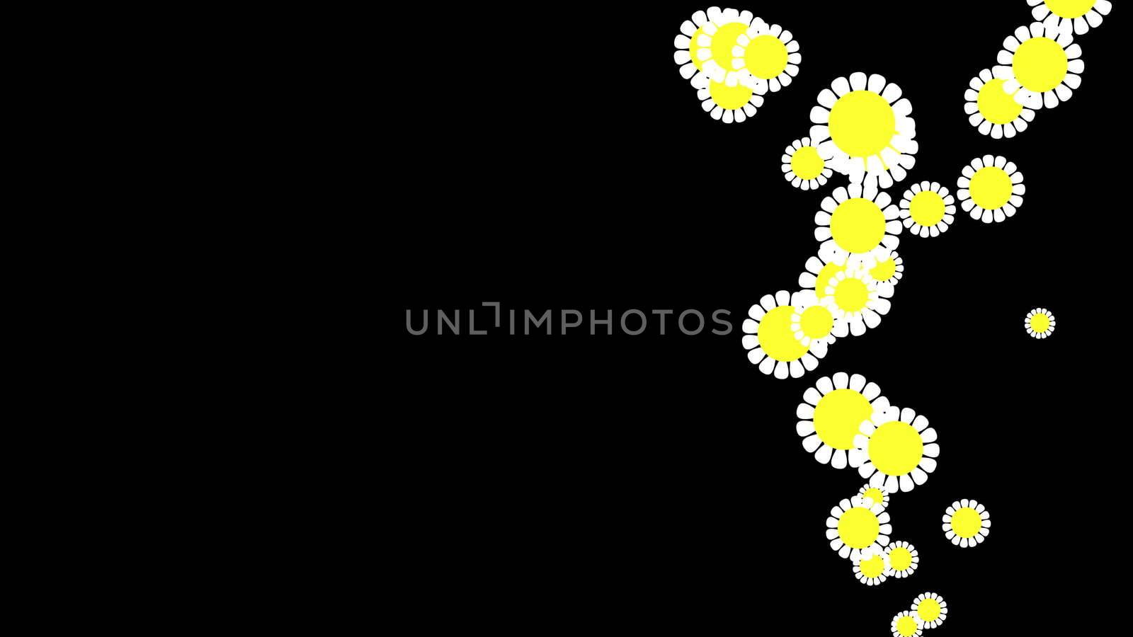 Computer Graphic flower background. White and yellow color.