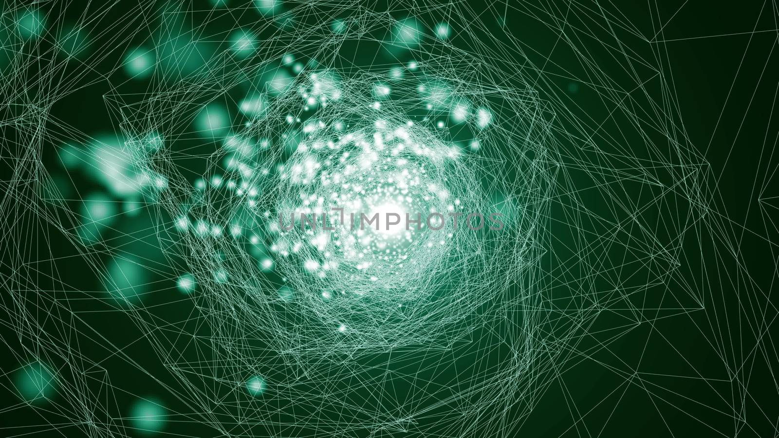 Virtual wireframe technology tunnel. Abstract background with flares by nolimit046