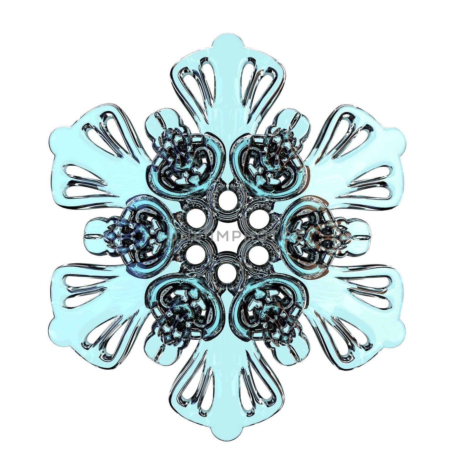 Snowflake 3D render illustration isolated on white background