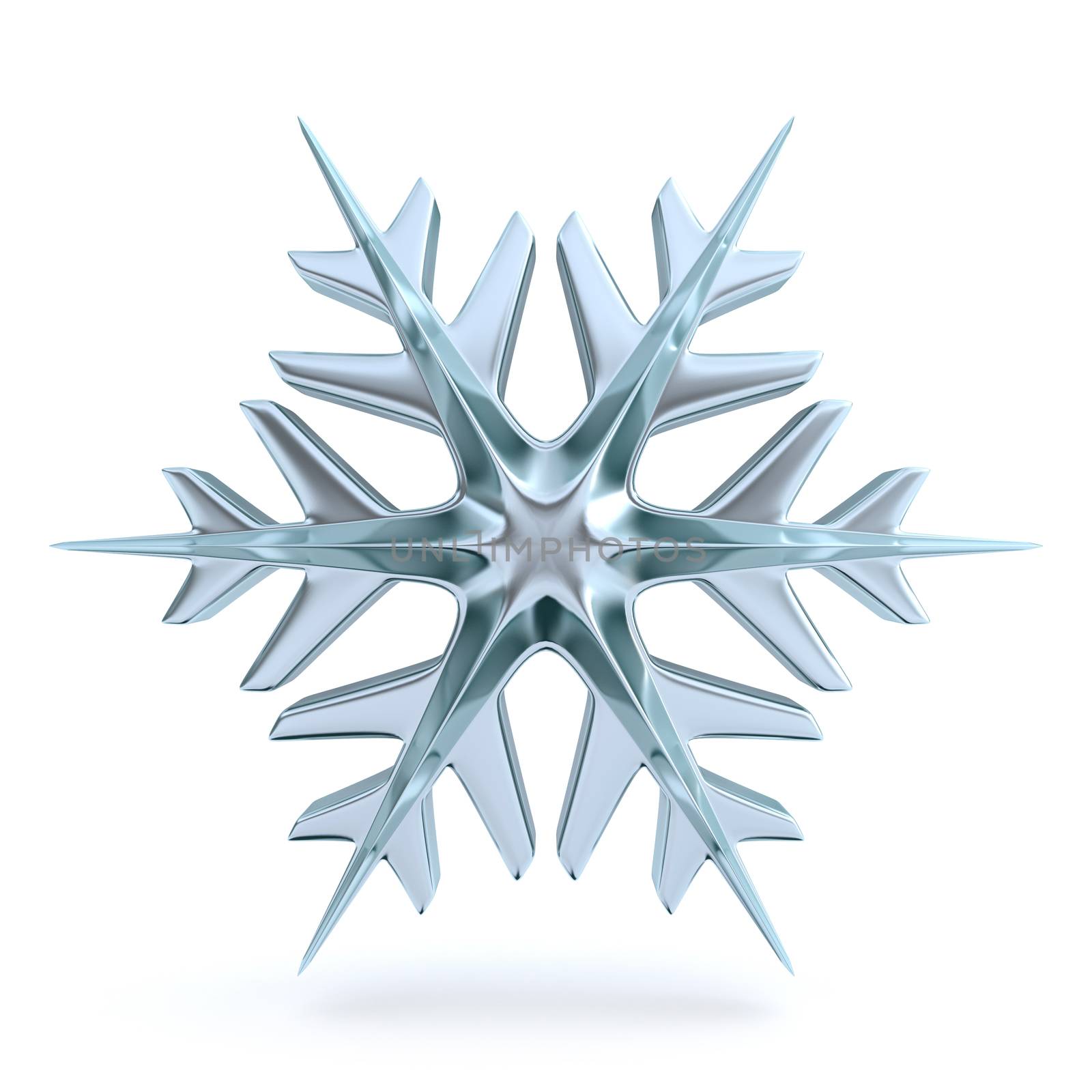 Snowflake 3D render illustration isolated on white background