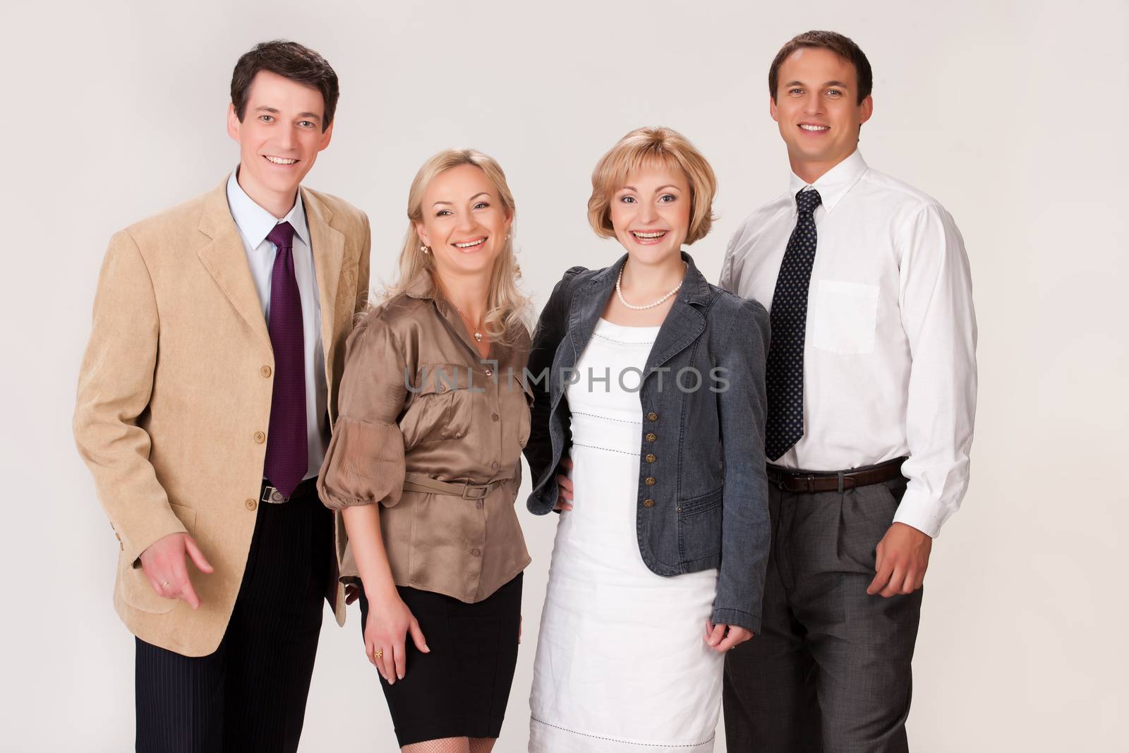 Group of young men and women on isolated background