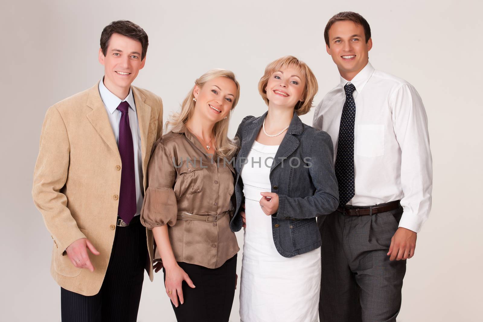 Group of young men and women on isolated background