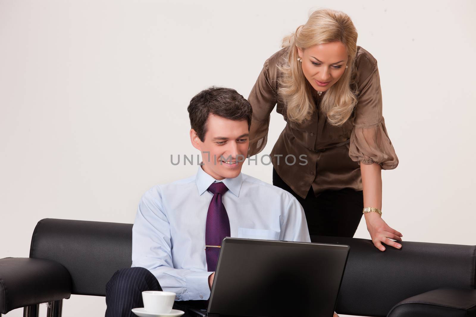 Young man and woman in business situation
