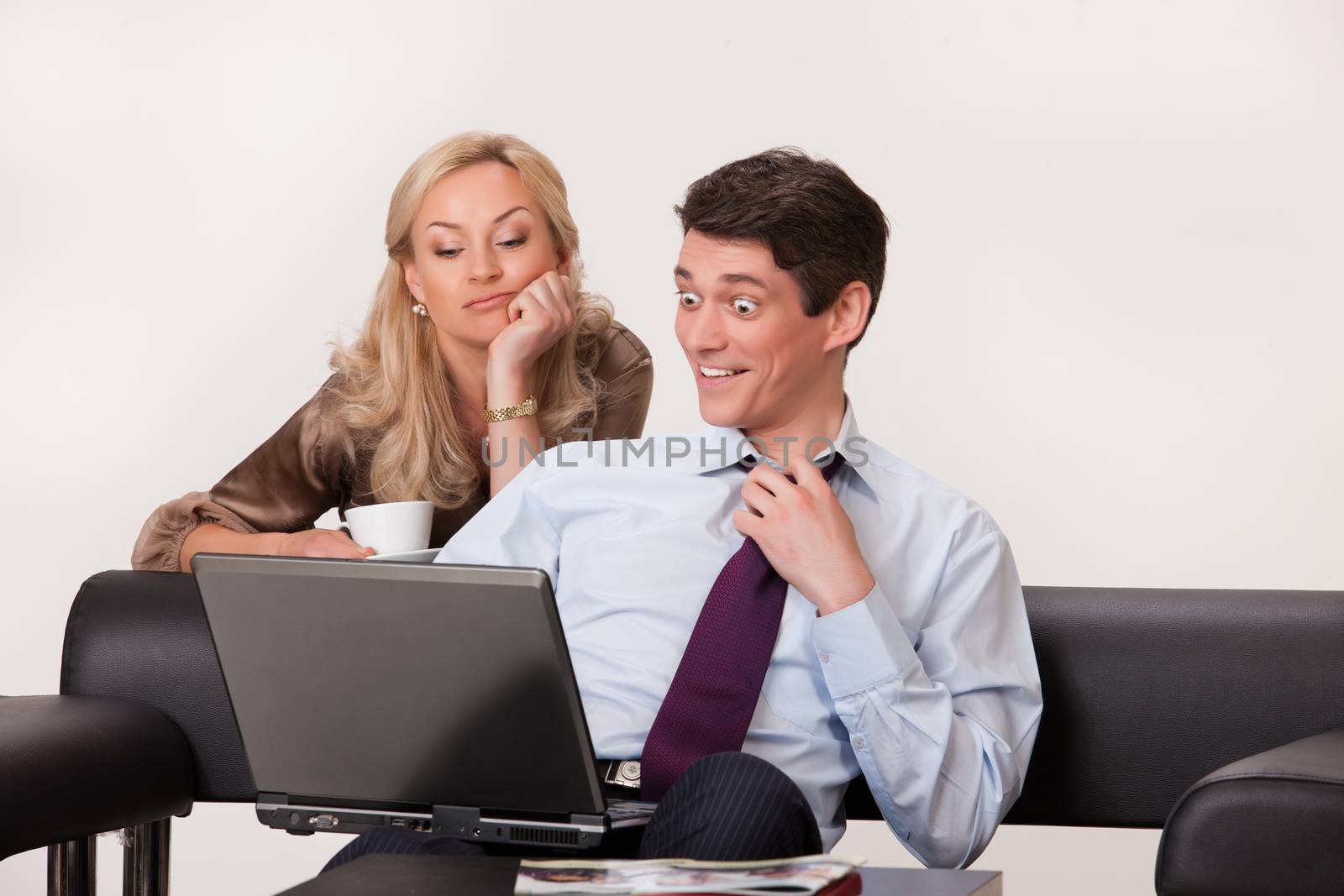 Young man and woman in business situation