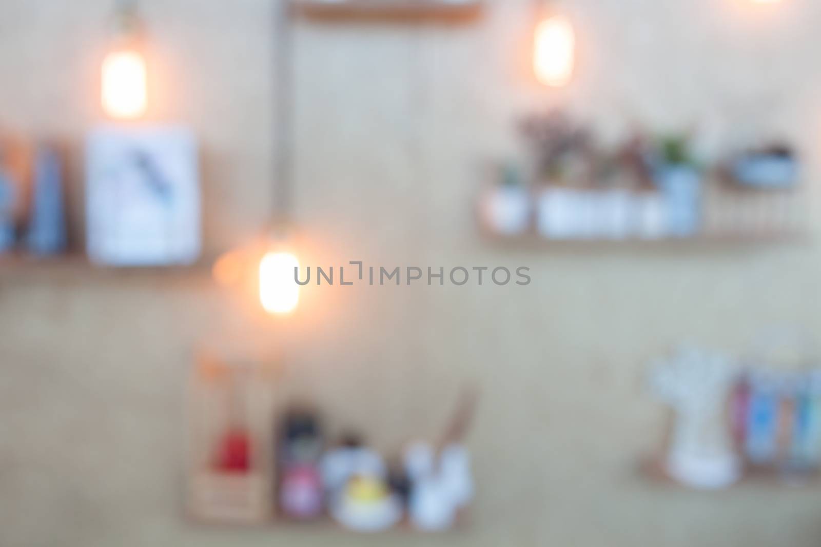 Abstract blurred Vintage lighting decorated on brown background, stock photo