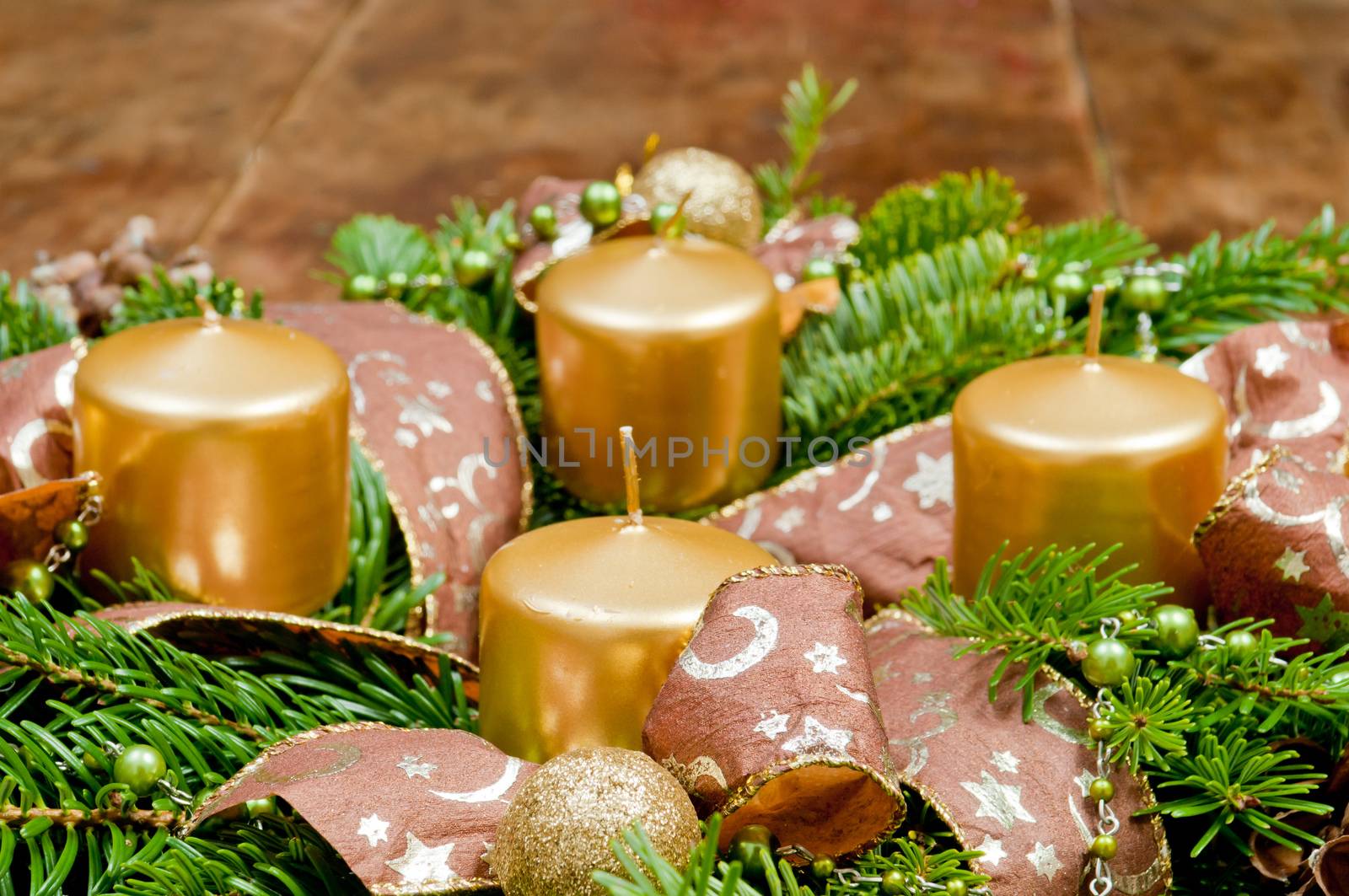 Christmas wreath advent wreath on wooden background with copy space