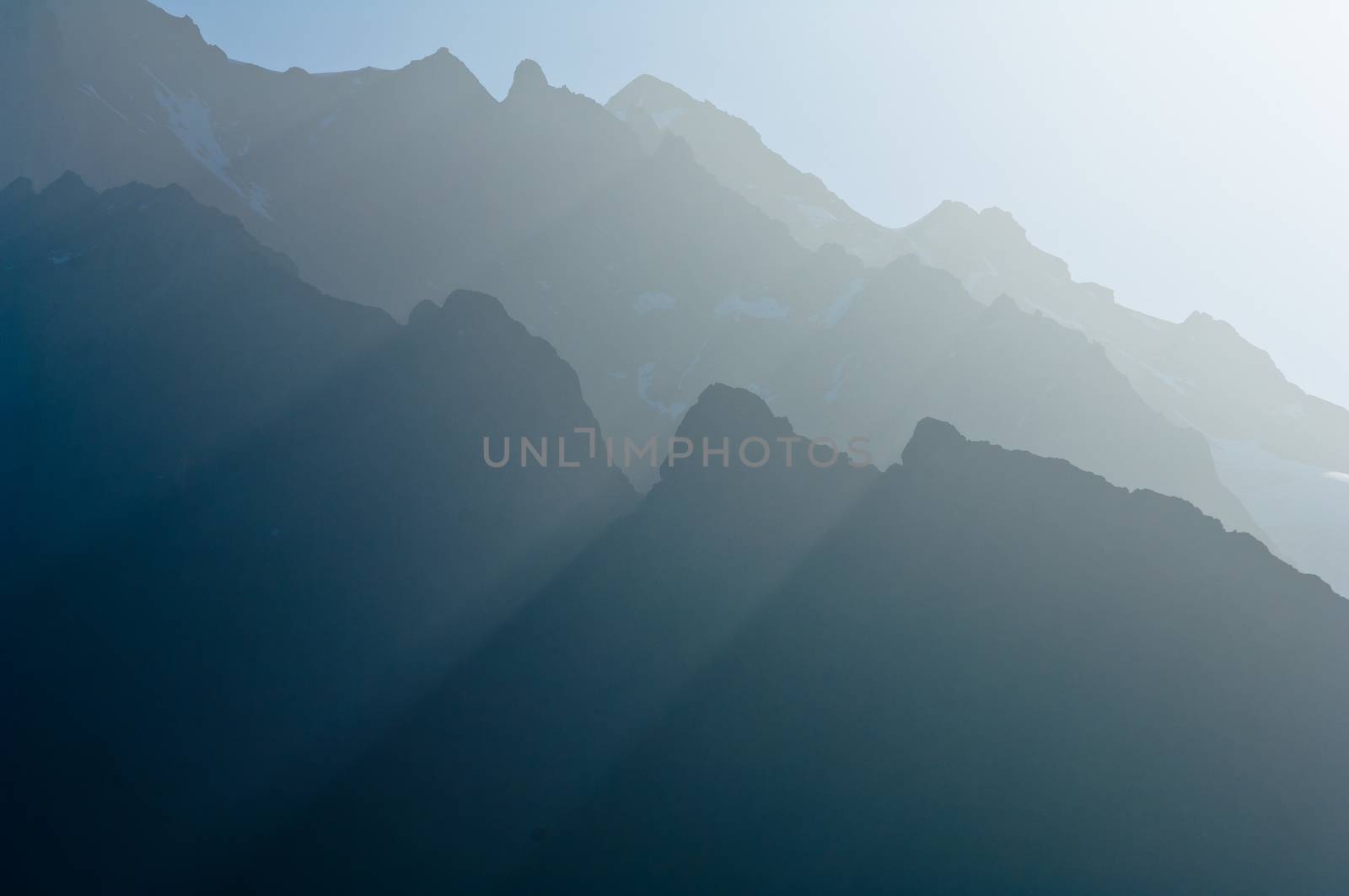The Alps in Switzerland, high peaks steep valleys, Swiss Alps in Berner Oberland