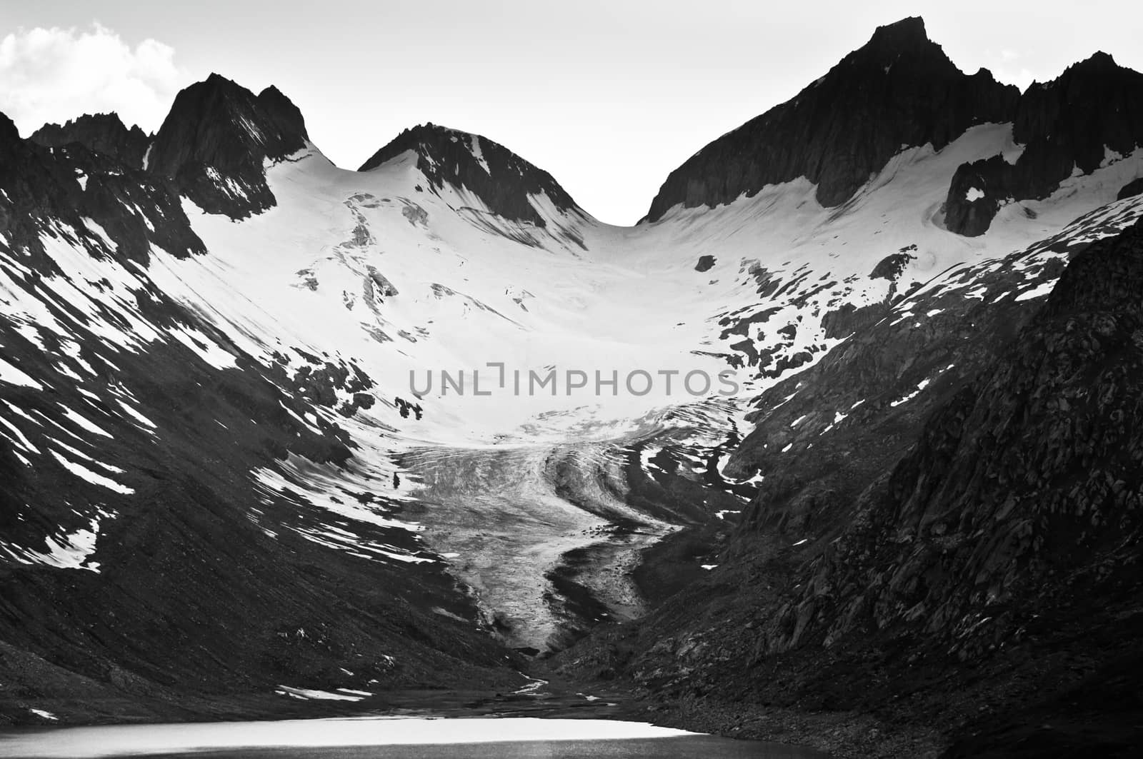 Grimselpass in Bernese Alps connects Bern and Valais