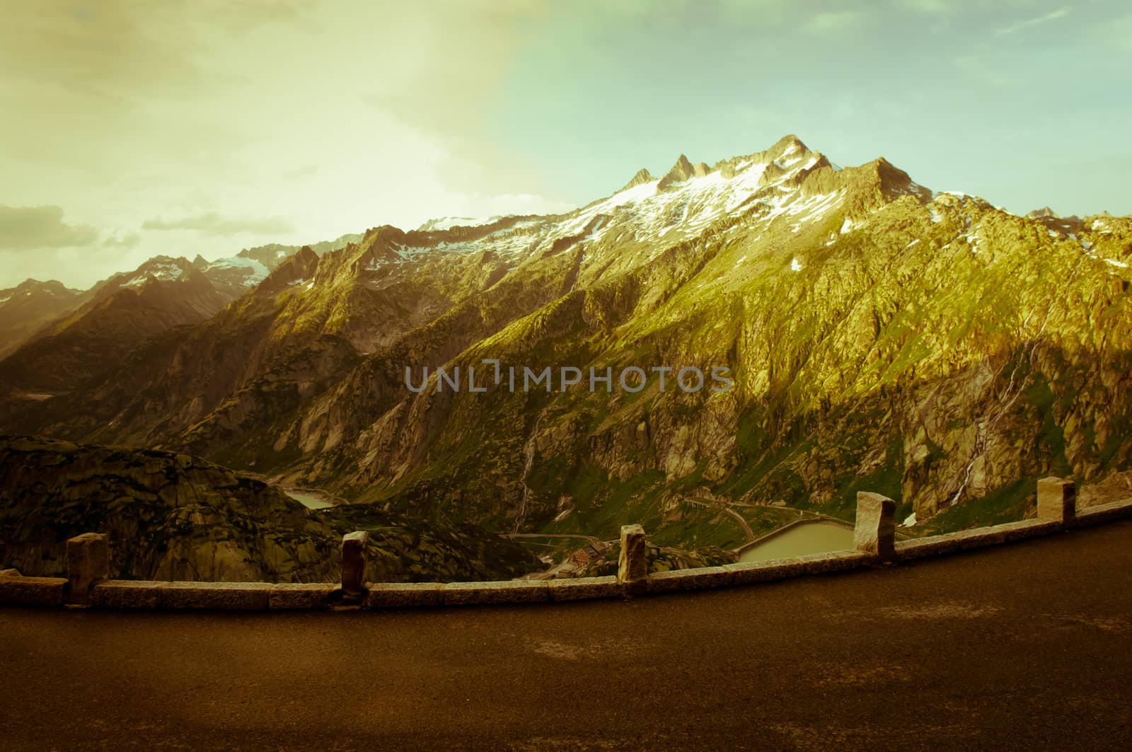 Grimselpass in Bernese Alps connects Bern and Valais