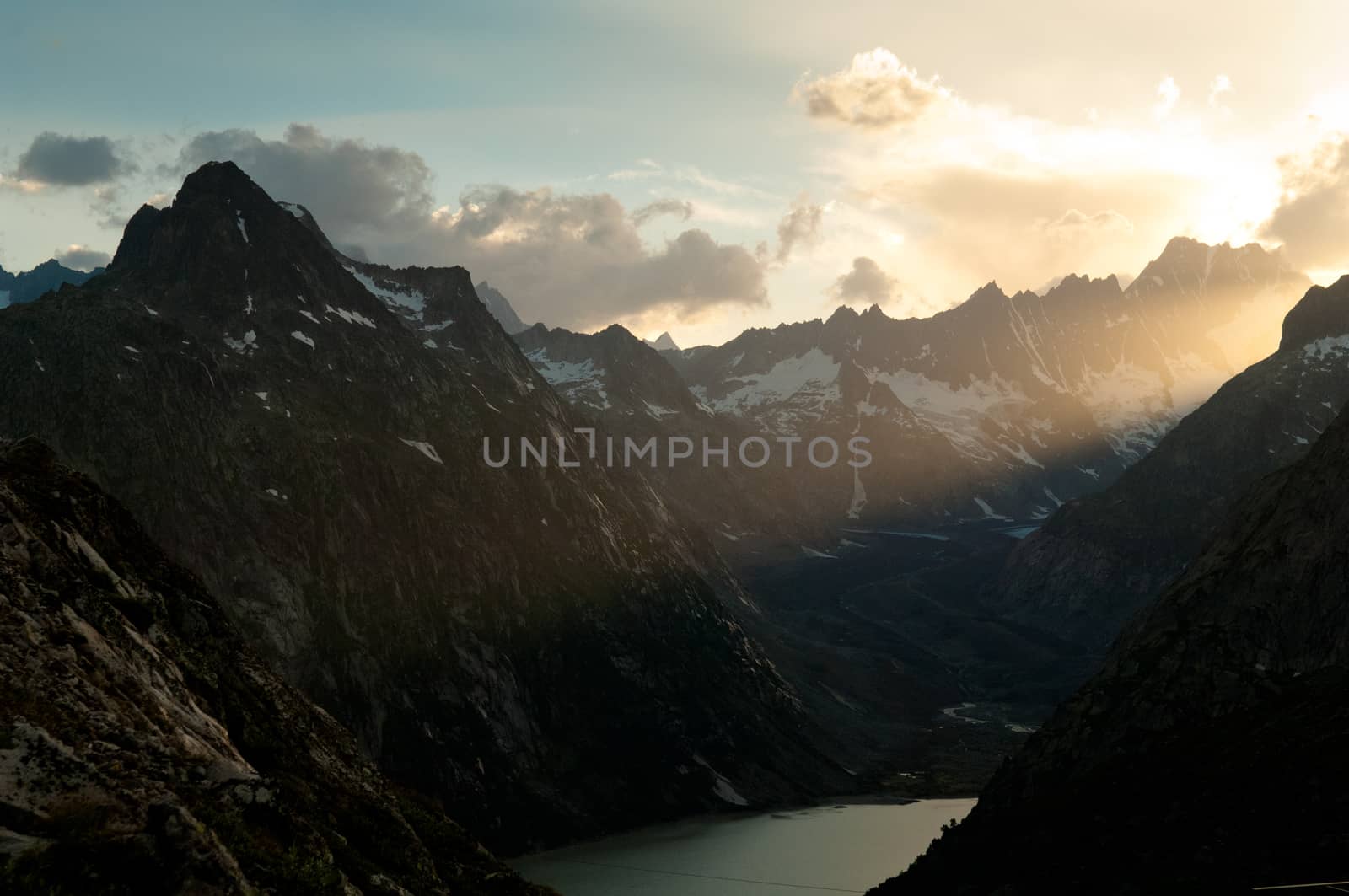 Grimselpass in Bernese Alps connects Bern and Valais