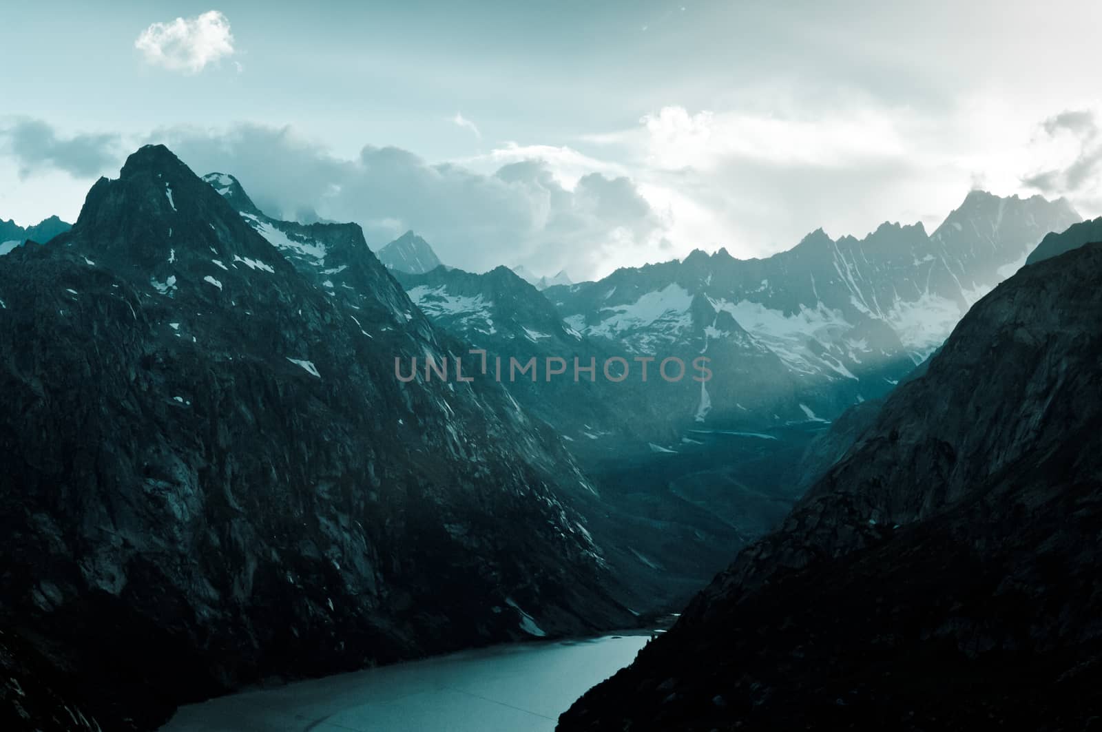 Grimselpass in Bernese Alps connects Bern and Valais