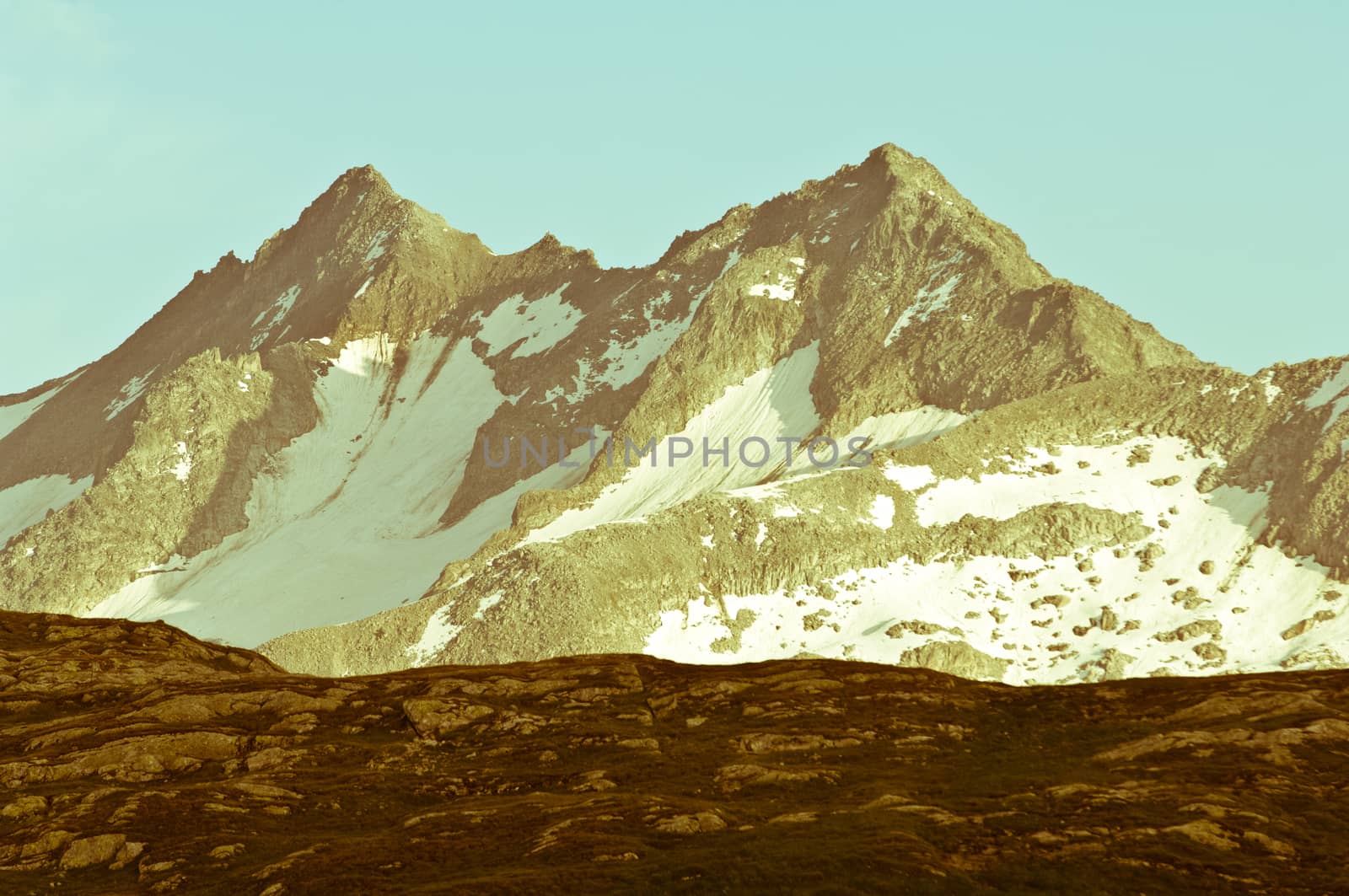 Grimselpass in Bernese Alps connects Bern and Valais