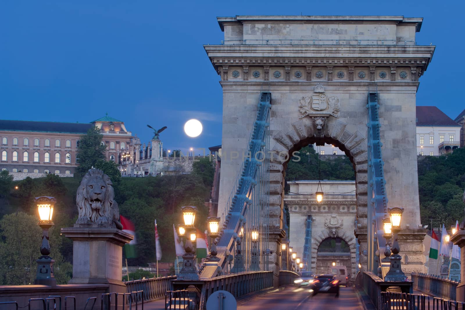 Early morning shot of Budapest with Chain Bridge and Buda Castle