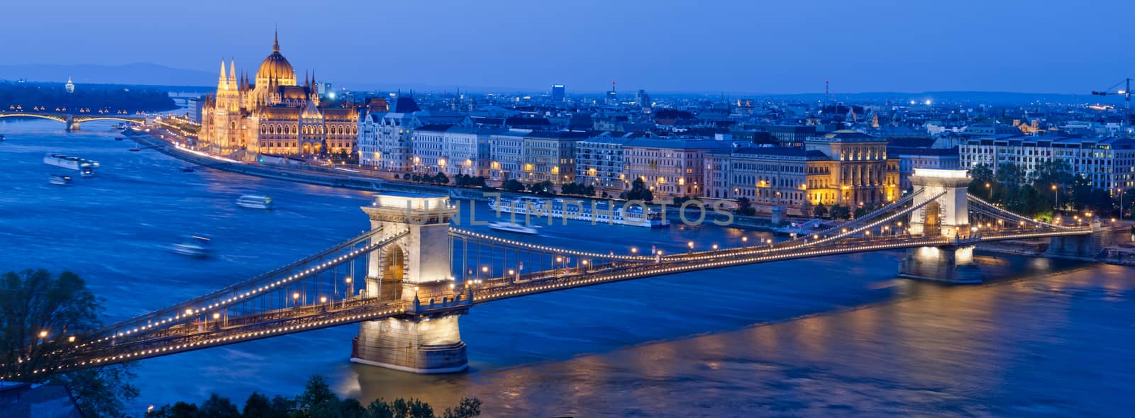 Skyline of Budapest with Chain Bridge and Parliament Building, Hungary